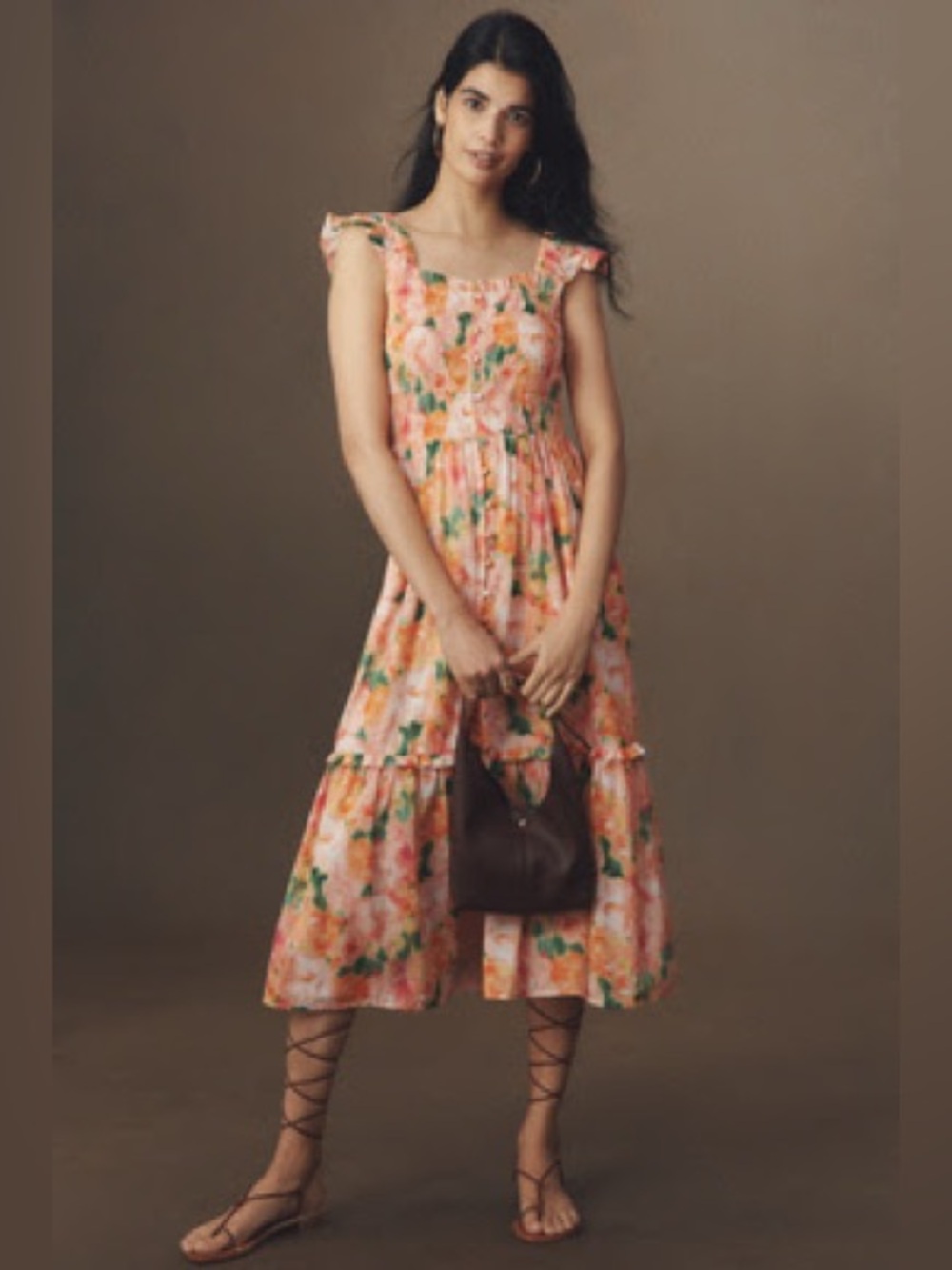 Anthropologie Peregrine Square-Neck Midi Dress